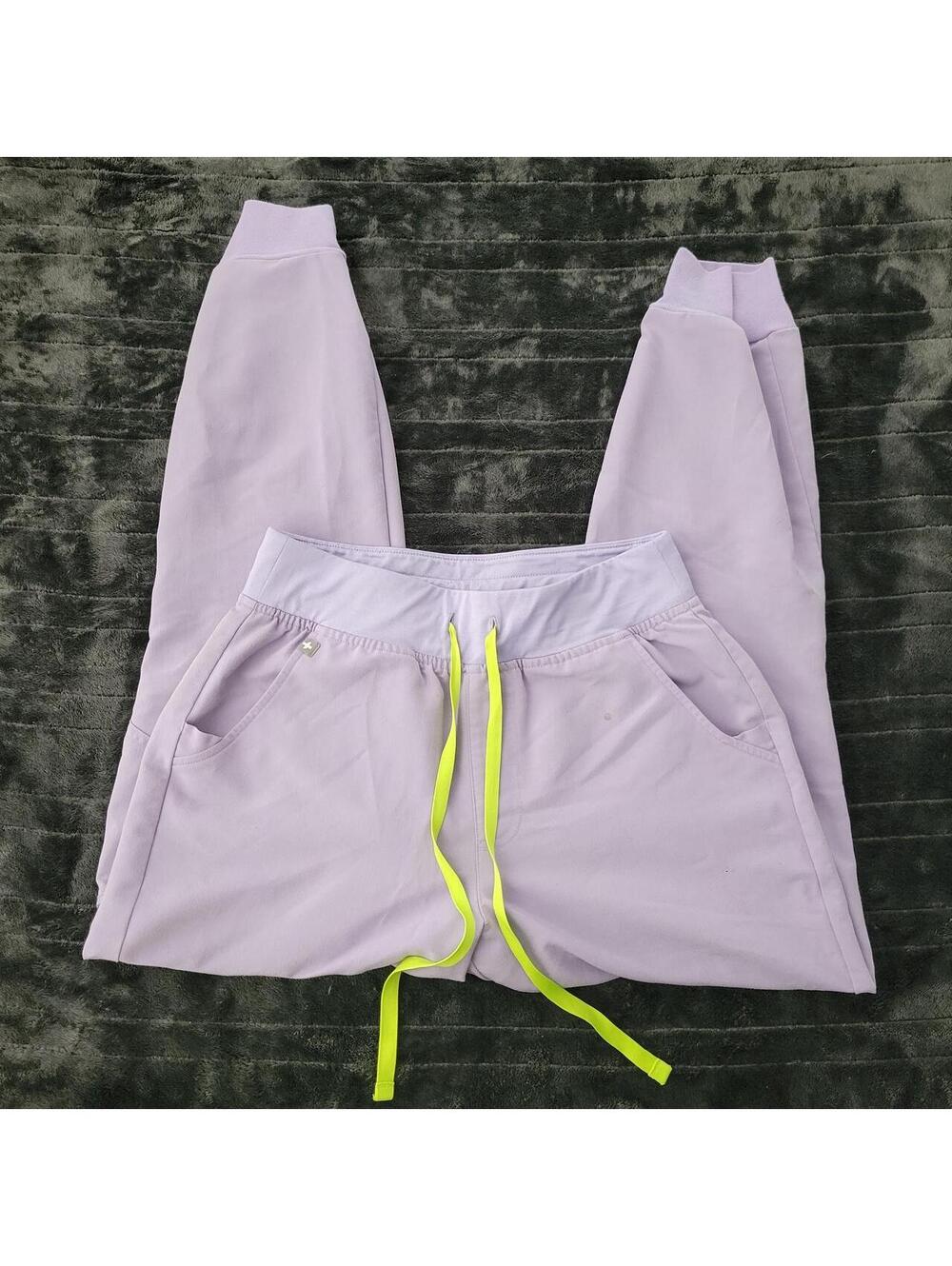 FIGS Size Small Lavender Purple Slim Jogger Scrub Pants Neon Drawstring
